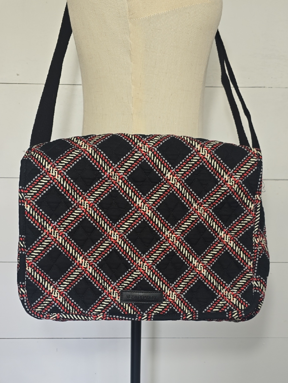 Quilted Vera Bradley Messenger Bag in the Discontinued Minsk Plaid Pattern